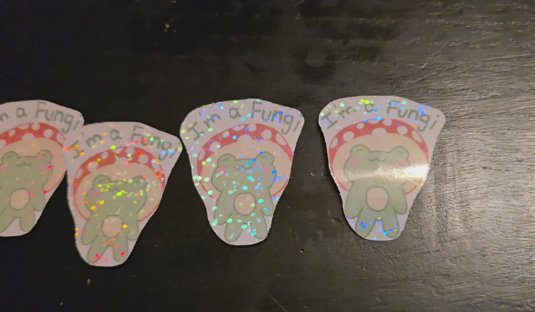 I'M A FUNGI - froggy with mushroom cap -Die-cut sticker