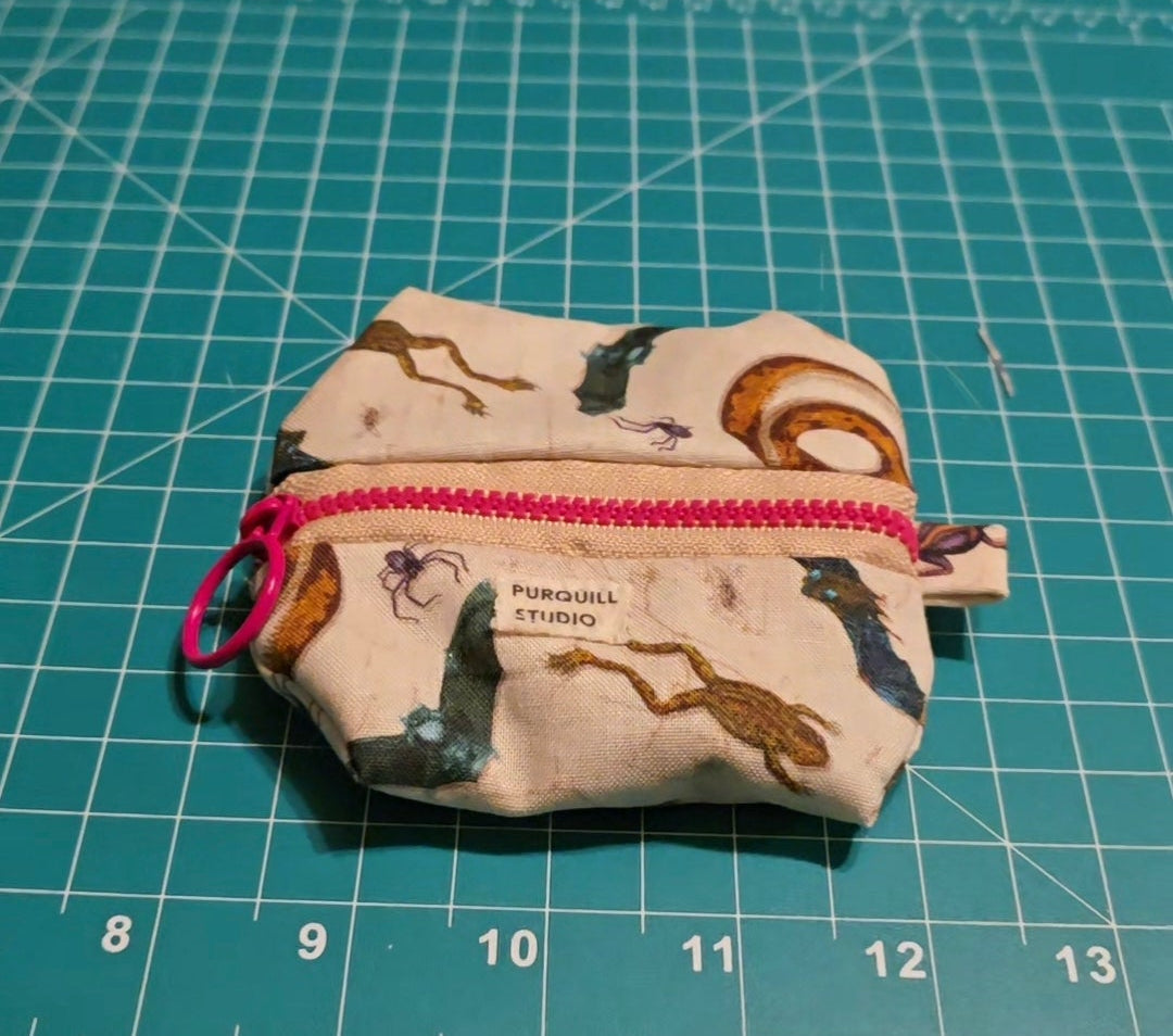 Mystery Fabric and Charm Zipper Coin Pouch Keychain
