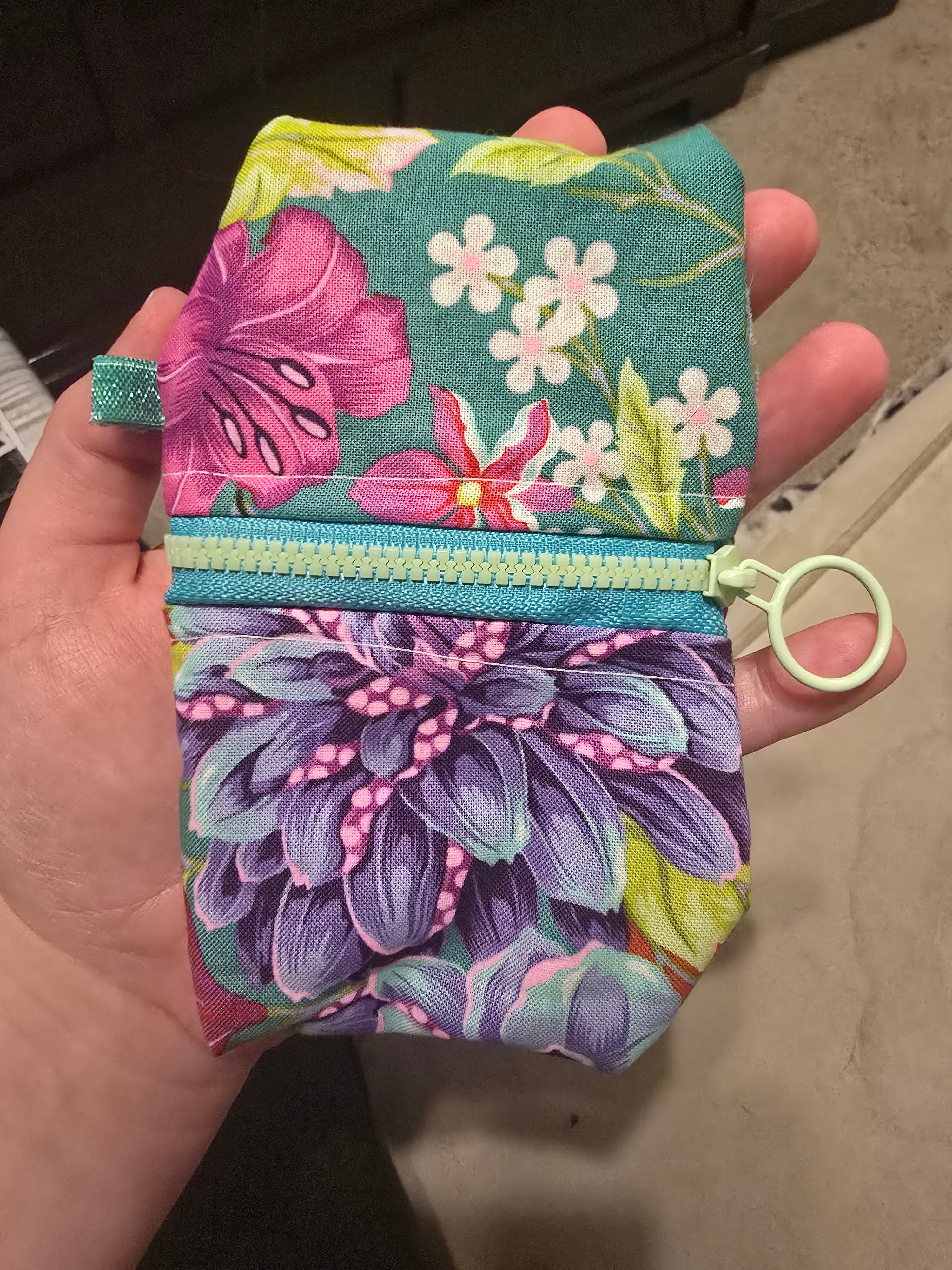 Mystery Fabric and Charm Zipper Coin Pouch Keychain