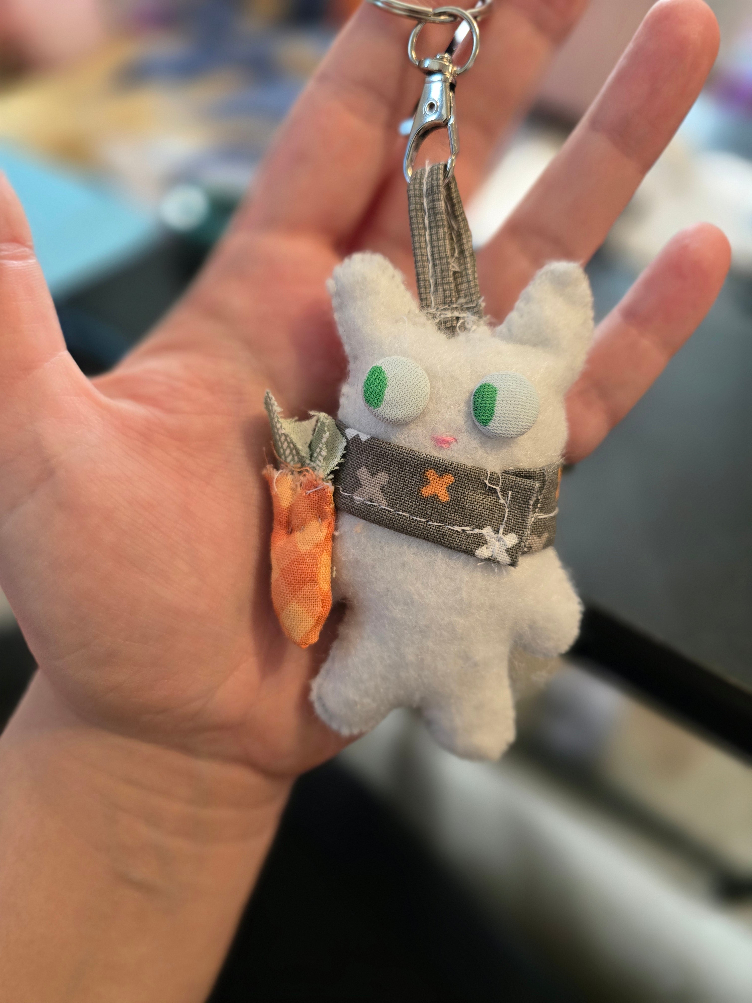 Mystery Handsewn Felt Bunny Keychain Bag Charm
