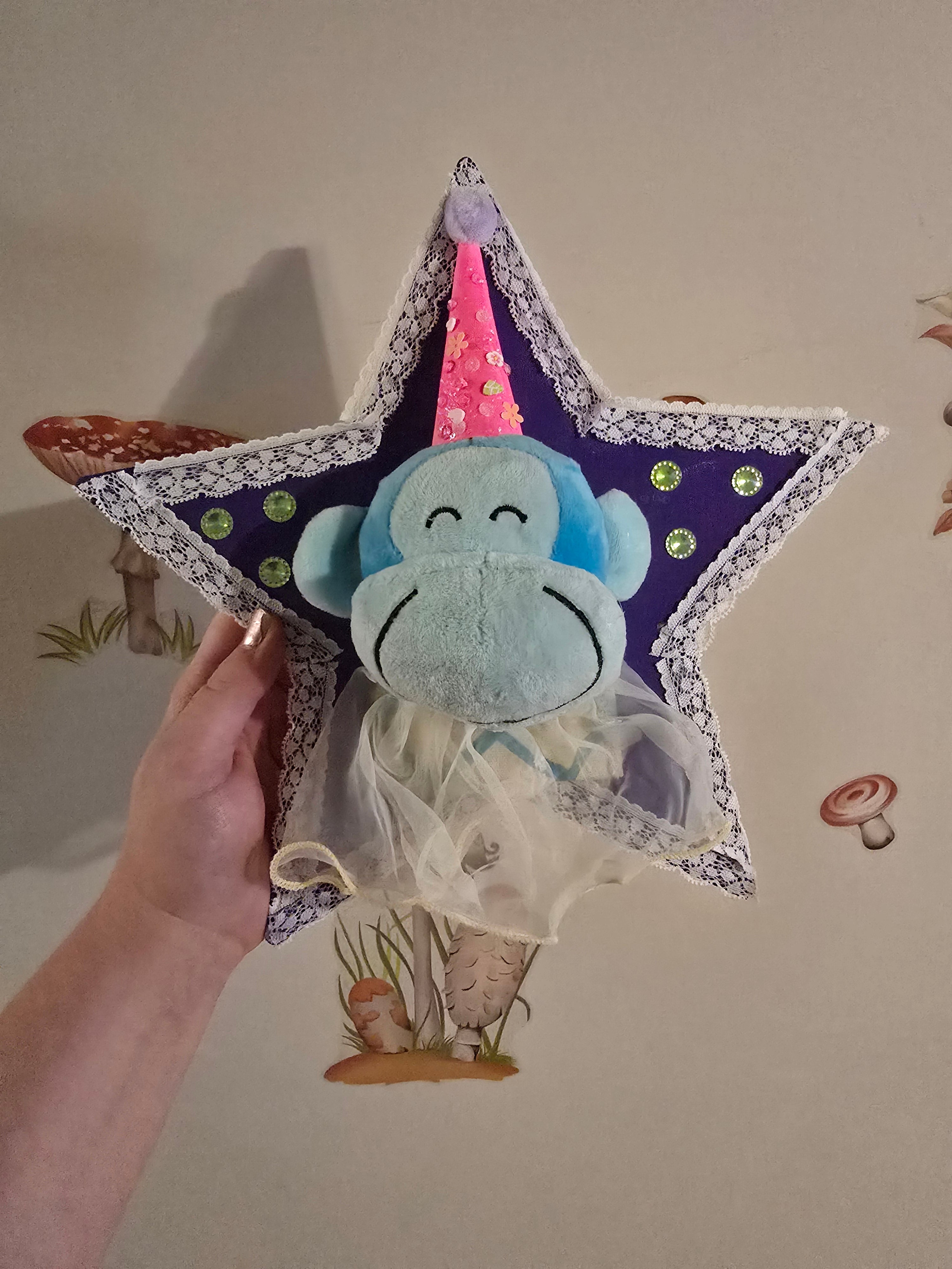 Plushie Taxidermy Blue Party Monkey