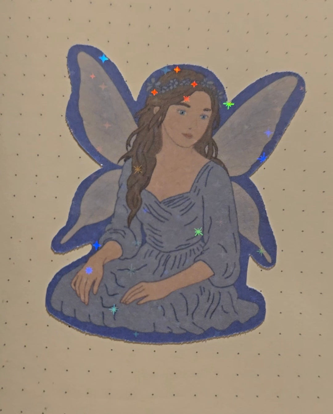 Holographic Blue Flower Fairy Sticker Die-Cut