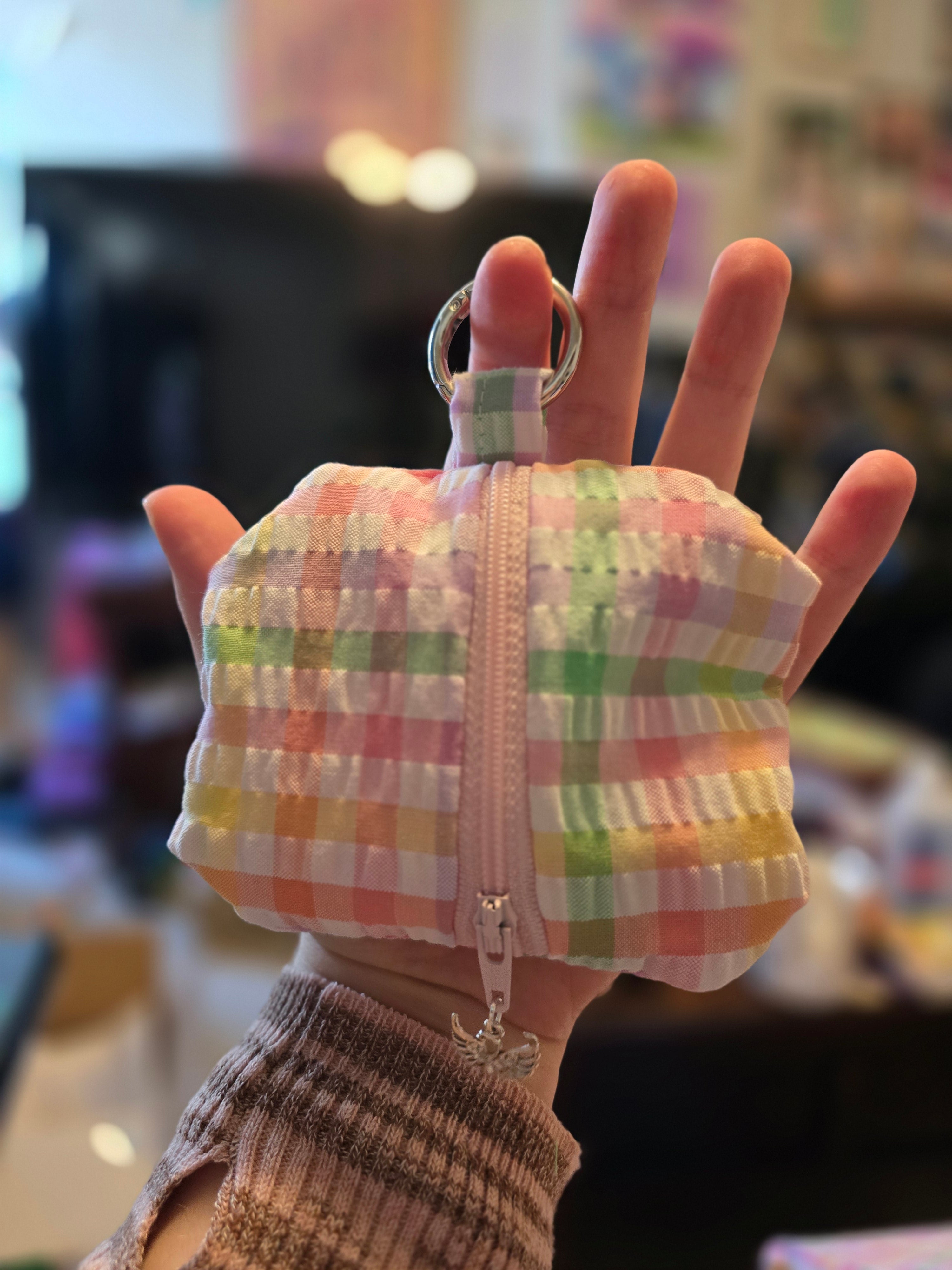 Mystery Fabric and Charm Zipper Coin Pouch Keychain