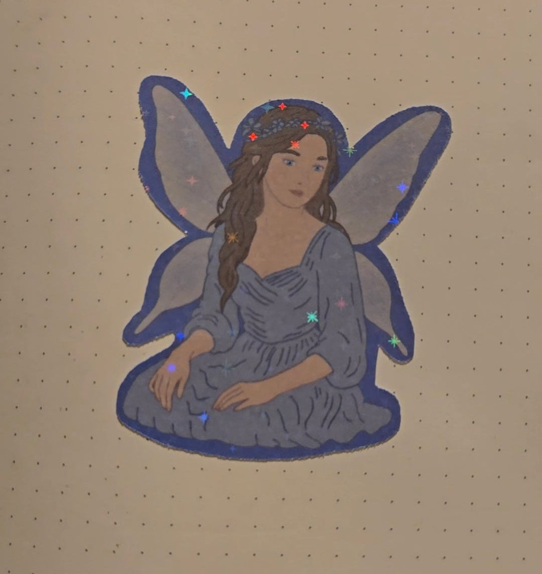 Holographic Blue Flower Fairy Sticker Die-Cut